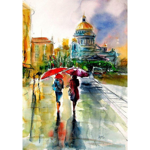 Rainy Days Black Modern Wood Framed Art Print by Kovacs, Anna Brigite