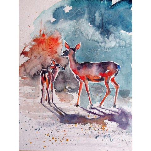 Deer II Black Modern Wood Framed Art Print with Double Matting by Kovacs, Anna Brigite