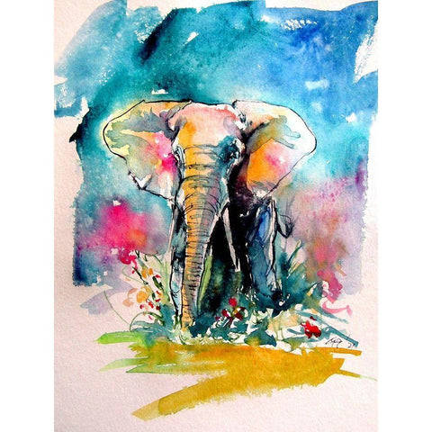 Elephant Black Modern Wood Framed Art Print by Kovacs, Anna Brigite