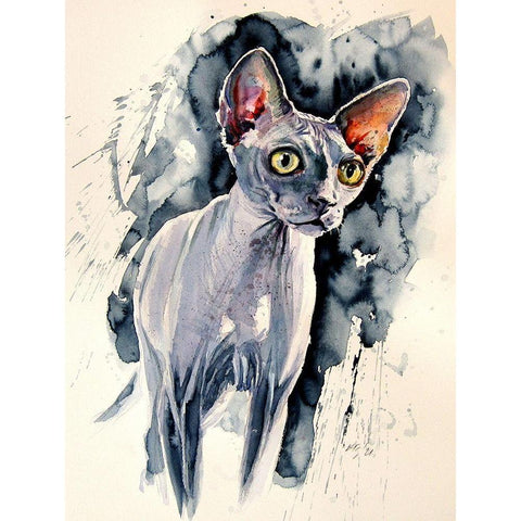 Cat Black Modern Wood Framed Art Print with Double Matting by Kovacs, Anna Brigite