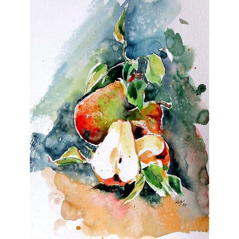 Pears White Modern Wood Framed Art Print by Kovacs, Anna Brigite