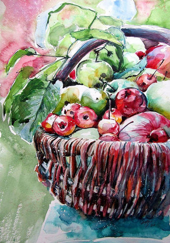 Autumn Fruits Black Ornate Wood Framed Art Print with Double Matting by Kovacs, Anna Brigite