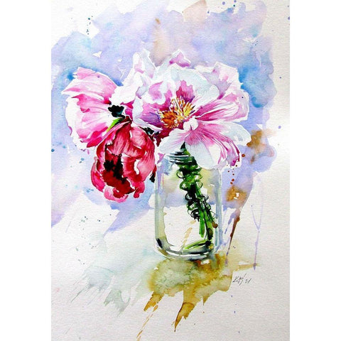 Bouquet of Flowers White Modern Wood Framed Art Print by Kovacs, Anna Brigite
