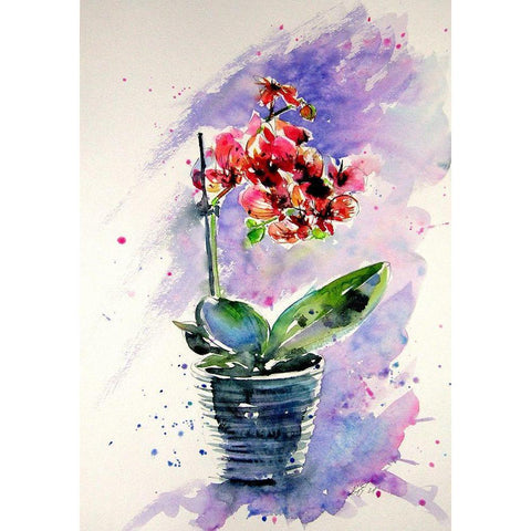 Still Life With Orchidea Black Modern Wood Framed Art Print by Kovacs, Anna Brigite