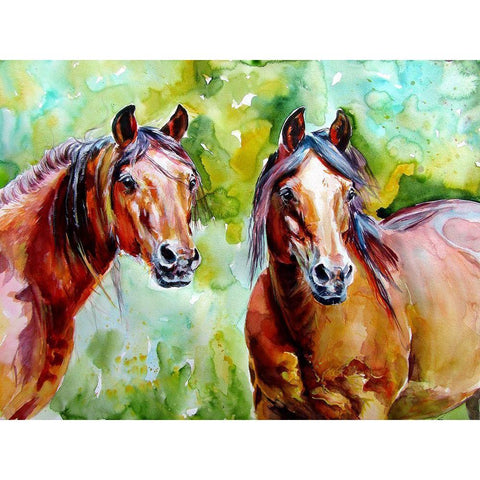 Horse Friendship Black Modern Wood Framed Art Print with Double Matting by Kovacs, Anna Brigite