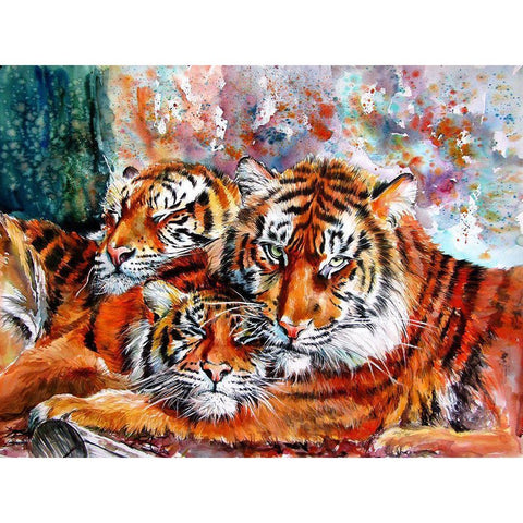 Tigers White Modern Wood Framed Art Print by Kovacs, Anna Brigite