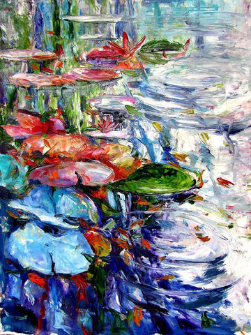 Watter Lilly White Modern Wood Framed Art Print with Double Matting by Kovacs, Anna Brigite