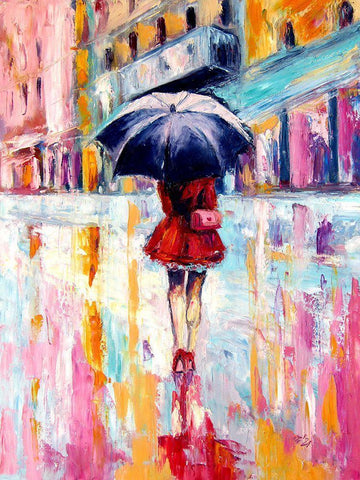 Rainy Day in the City II White Modern Wood Framed Art Print with Double Matting by Kovacs, Anna Brigite