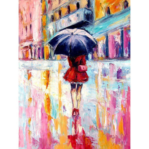 Rainy Day in the City II Black Modern Wood Framed Art Print with Double Matting by Kovacs, Anna Brigite