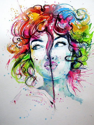 Happy Girl White Modern Wood Framed Art Print with Double Matting by Kovacs, Anna Brigite