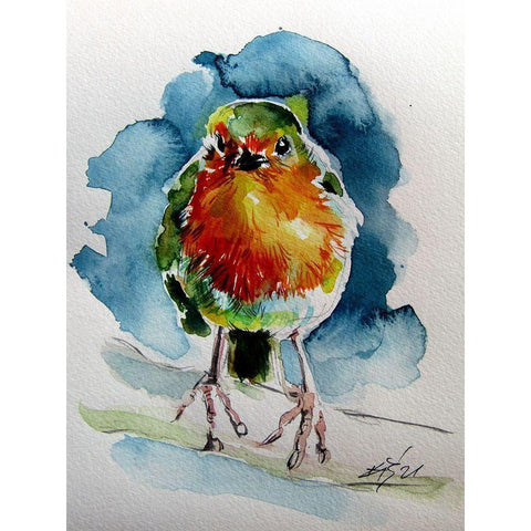 Nice Robin Black Modern Wood Framed Art Print by Kovacs, Anna Brigite