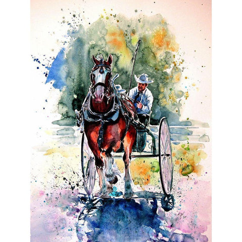 Horse Race White Modern Wood Framed Art Print by Kovacs, Anna Brigite