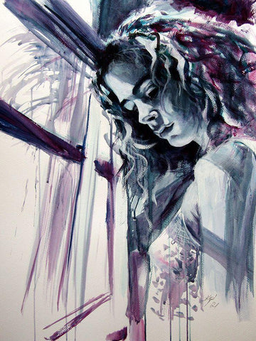Expectation White Modern Wood Framed Art Print with Double Matting by Kovacs, Anna Brigite