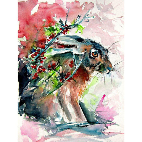 Rabbit in the Grass II Black Modern Wood Framed Art Print with Double Matting by Kovacs, Anna Brigite