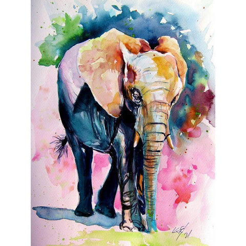 Elephant Alone White Modern Wood Framed Art Print by Kovacs, Anna Brigite