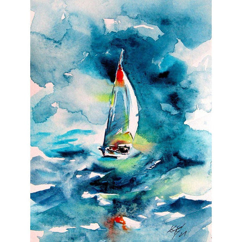 Sail Boat Black Modern Wood Framed Art Print with Double Matting by Kovacs, Anna Brigite
