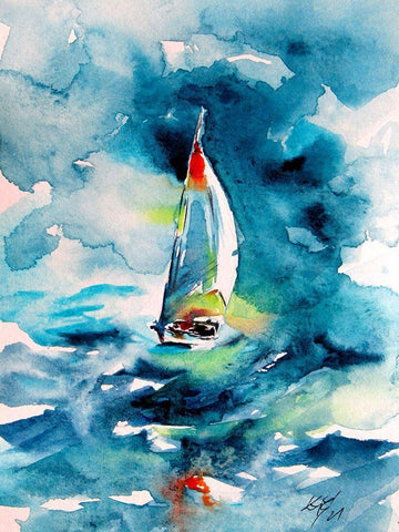 Sail Boat White Modern Wood Framed Art Print with Double Matting by Kovacs, Anna Brigite
