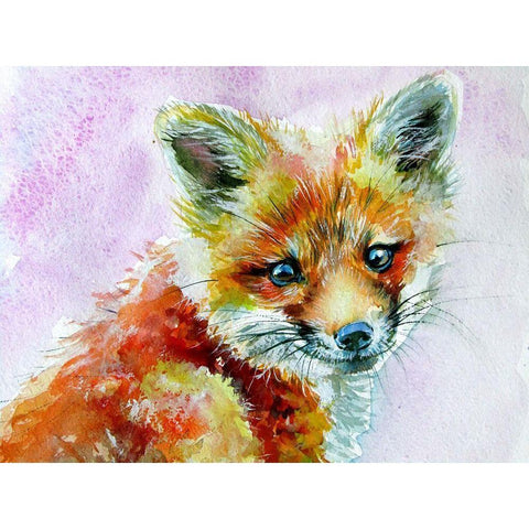Face of Fox Black Modern Wood Framed Art Print with Double Matting by Kovacs, Anna Brigite
