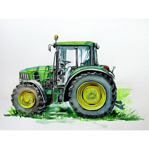 Green Tractor Black Modern Wood Framed Art Print with Double Matting by Kovacs, Anna Brigite