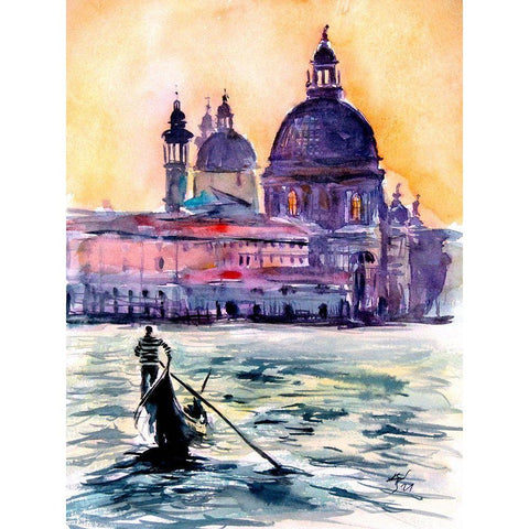 Venice at Sunset White Modern Wood Framed Art Print by Kovacs, Anna Brigite