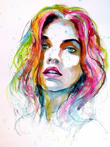Charming Girl I White Modern Wood Framed Art Print with Double Matting by Kovacs, Anna Brigite