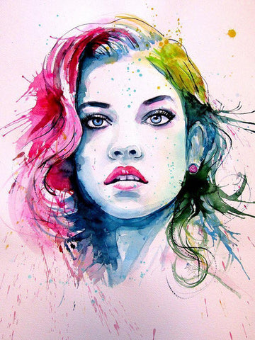 Charming Girl II White Modern Wood Framed Art Print with Double Matting by Kovacs, Anna Brigite