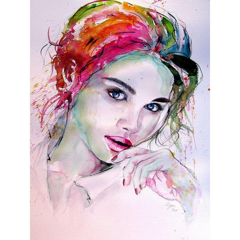Charming Girl III Black Modern Wood Framed Art Print with Double Matting by Kovacs, Anna Brigite