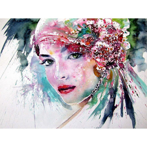 Hungarian Beauty Girl Black Modern Wood Framed Art Print with Double Matting by Kovacs, Anna Brigite