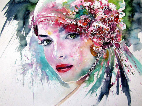 Hungarian Beauty Girl White Modern Wood Framed Art Print with Double Matting by Kovacs, Anna Brigite