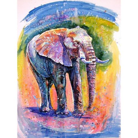 Elephant by the Water Black Modern Wood Framed Art Print with Double Matting by Kovacs, Anna Brigite