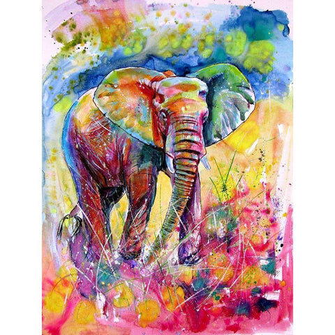 Elepahtn on the Meadow Black Modern Wood Framed Art Print with Double Matting by Kovacs, Anna Brigite