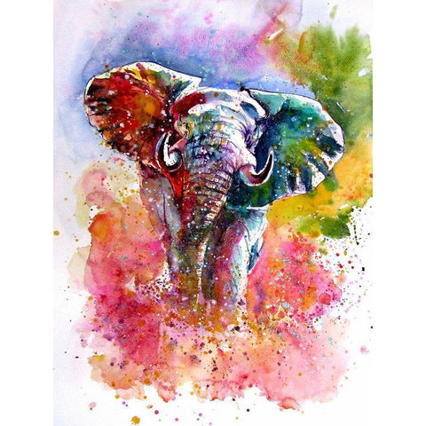 Joyfull Elephant Black Modern Wood Framed Art Print with Double Matting by Kovacs, Anna Brigite