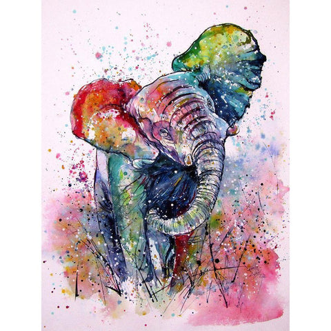 Playing Elephant Black Modern Wood Framed Art Print with Double Matting by Kovacs, Anna Brigite