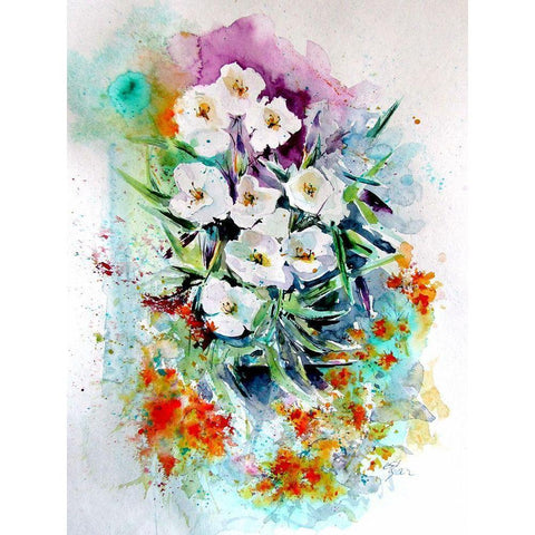 White Flowers White Modern Wood Framed Art Print by Kovacs, Anna Brigite