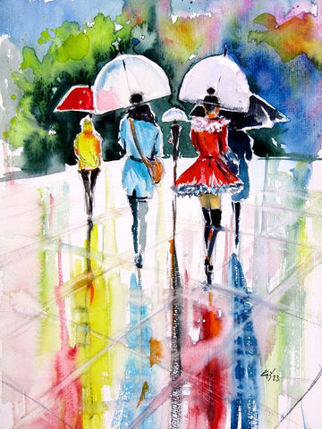 Walking Peoples III Black Modern Wood Framed Art Print by Kovacs, Anna Brigite