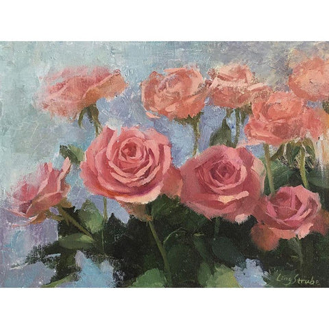 Rose Morning Black Modern Wood Framed Art Print with Double Matting by Strube, Ling