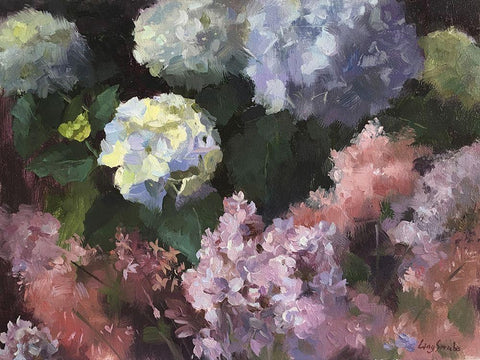 May Blossom White Modern Wood Framed Art Print with Double Matting by Strube, Ling