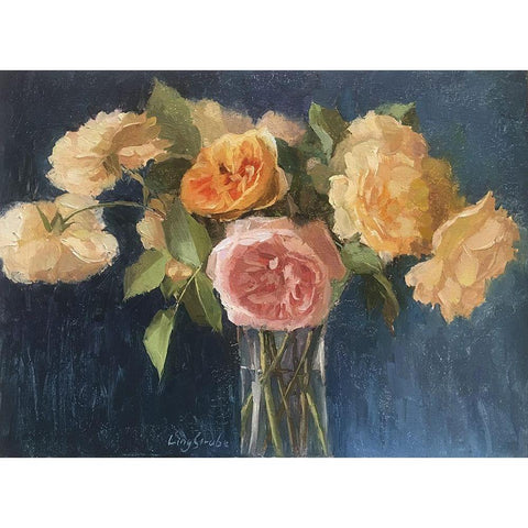 Rose Bouquet White Modern Wood Framed Art Print by Strube, Ling