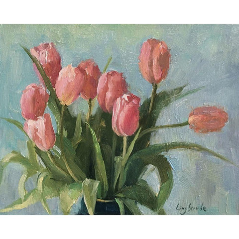 Spring Happiness Black Modern Wood Framed Art Print by Strube, Ling