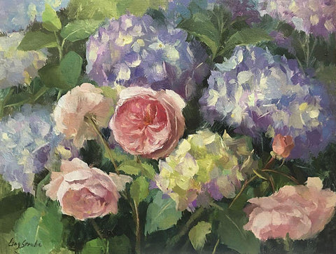 Summer Garden White Modern Wood Framed Art Print with Double Matting by Strube, Ling