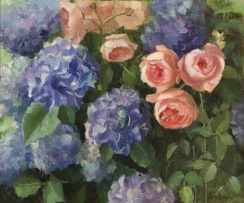 Summer Garden II White Modern Wood Framed Art Print with Double Matting by Strube, Ling