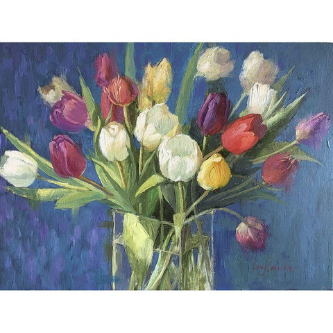 Tulip Bouquet Black Modern Wood Framed Art Print by Strube, Ling