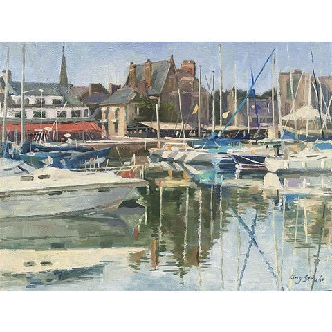 Paimpol Harbour Gold Ornate Wood Framed Art Print with Double Matting by Strube, Ling