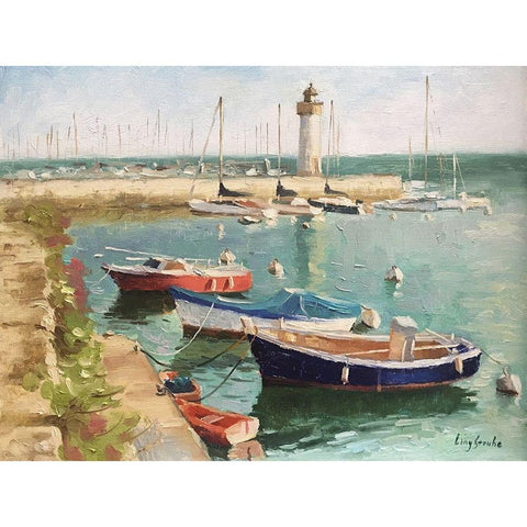 France Harbour Black Modern Wood Framed Art Print by Strube, Ling
