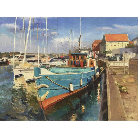 Denmark Harbour - Midderfart Gold Ornate Wood Framed Art Print with Double Matting by Strube, Ling