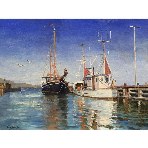 Danmark Harbour Black Modern Wood Framed Art Print by Strube, Ling