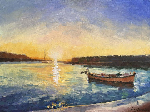 Cefalu, Sicily Sunset Black Ornate Wood Framed Art Print with Double Matting by Strube, Ling