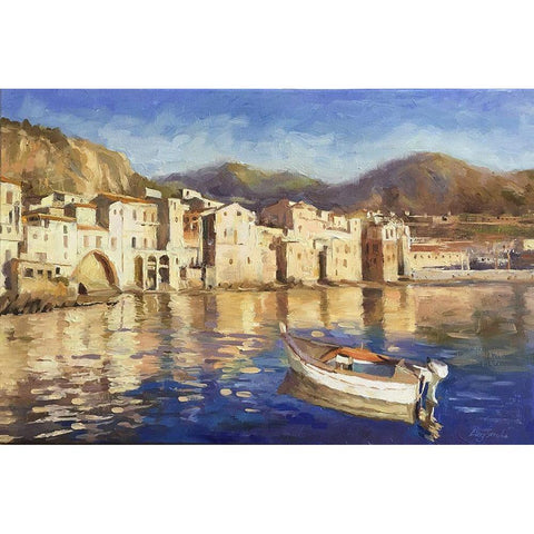 Cefalu, Sicily Black Modern Wood Framed Art Print with Double Matting by Strube, Ling