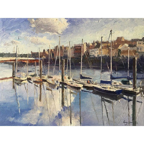 England Landscape - Whitby Black Modern Wood Framed Art Print with Double Matting by Strube, Ling