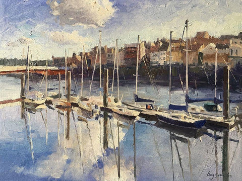 England Landscape - Whitby White Modern Wood Framed Art Print with Double Matting by Strube, Ling